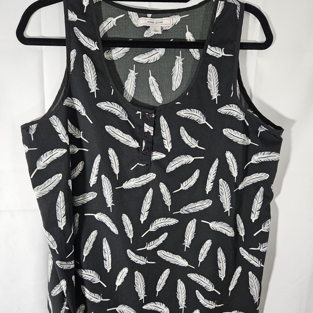 Adam Levine Collection Black and White Feather Tank Top